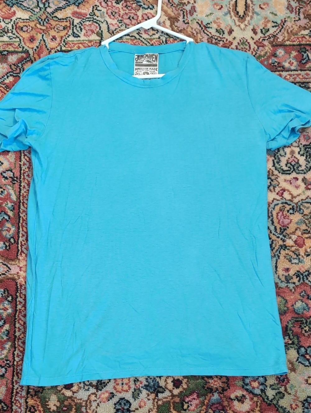 Jungmaven Men's Short Sleeve Crew Tee in Bright Turquoise